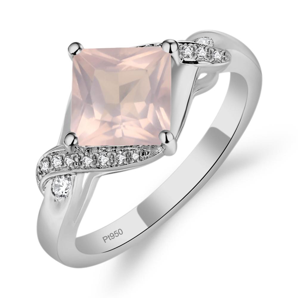 Rose Quartz Twisted Promise Ring - LUO Jewelry #metal_platinum