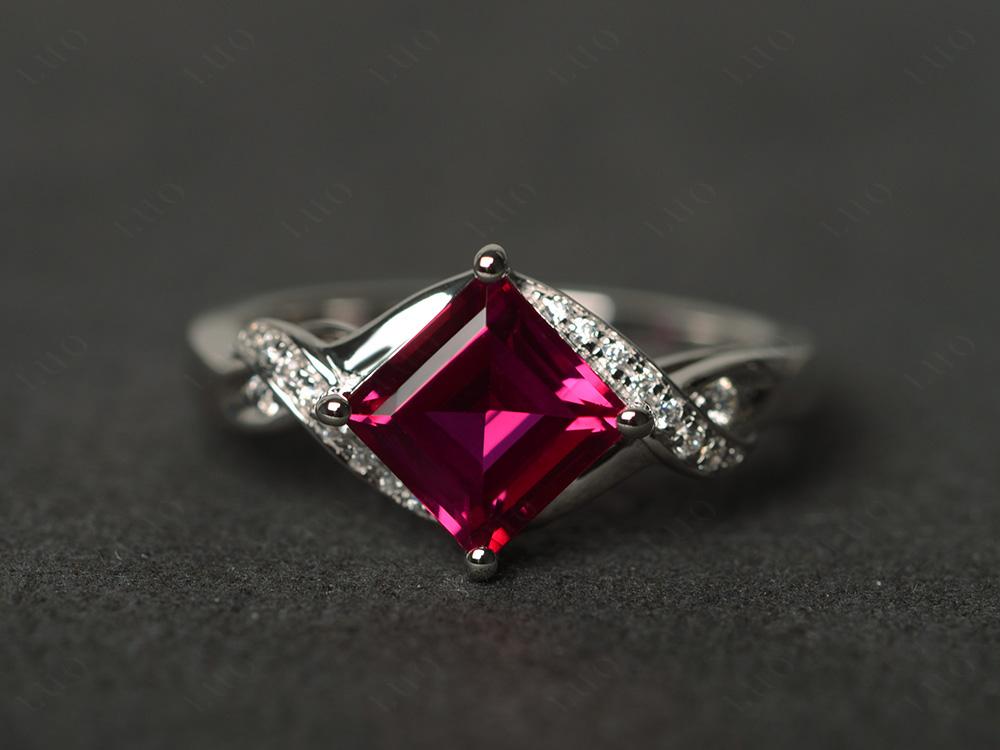 Ruby Kite Set Square Cut Ring - LUO Jewelry 