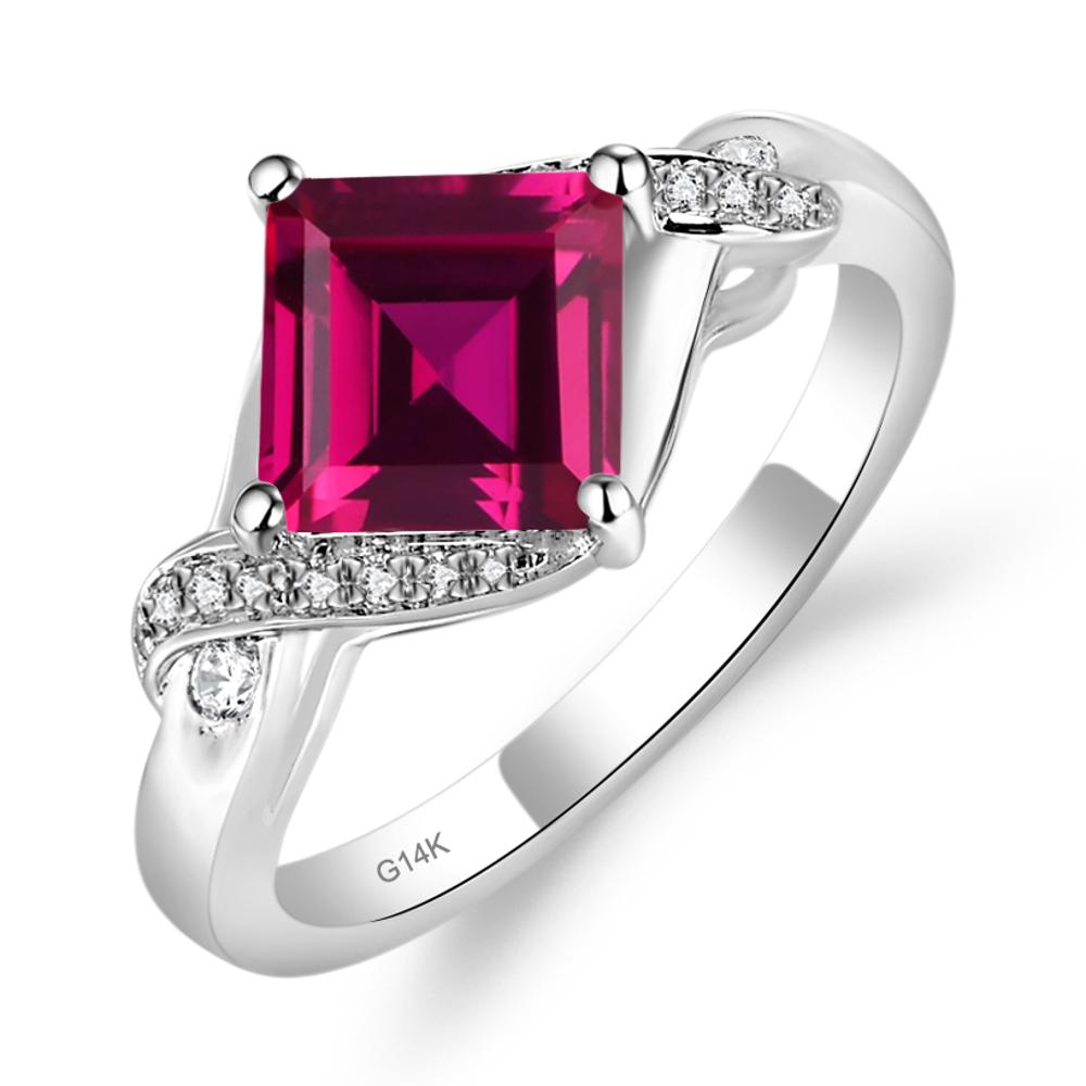 Ruby Kite Set Square Cut Ring - LUO Jewelry #metal_14k white gold