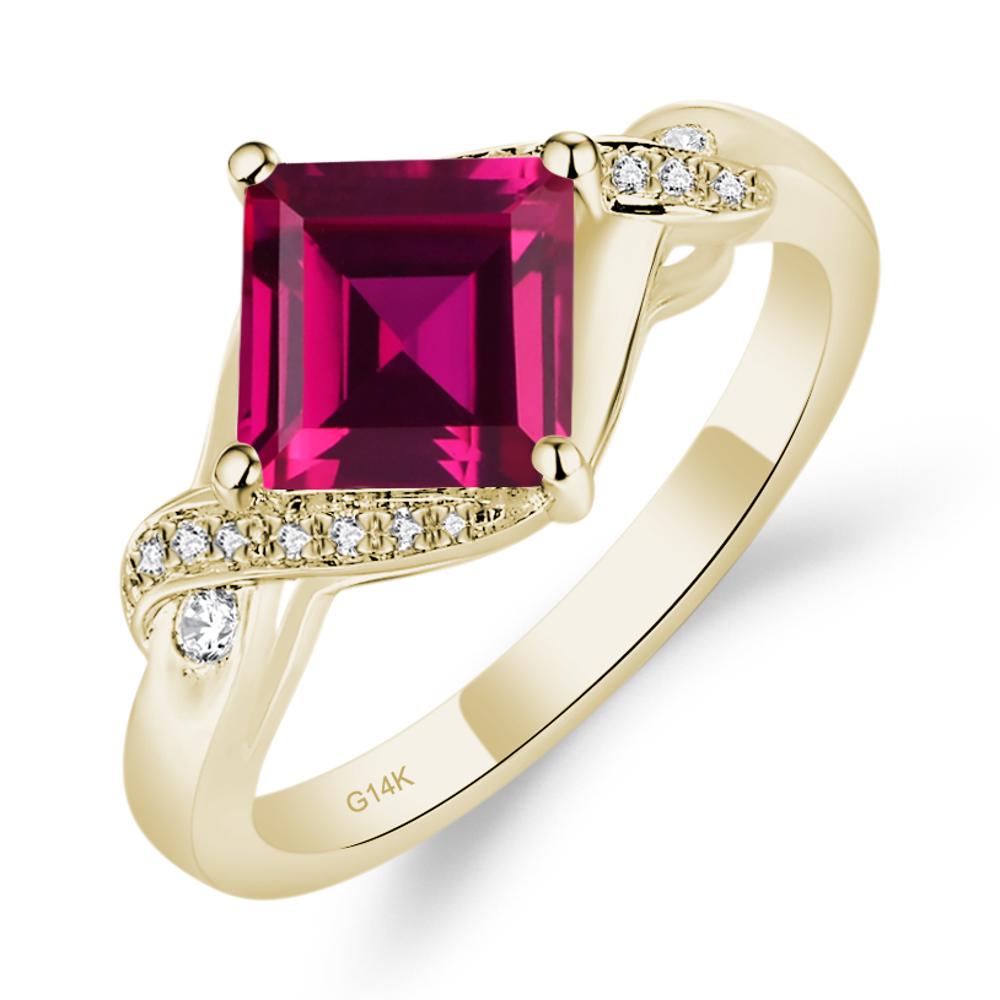 Ruby Kite Set Square Cut Ring - LUO Jewelry #metal_14k yellow gold