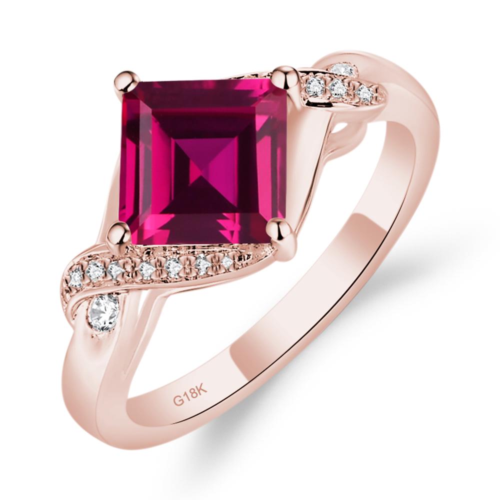 Ruby Kite Set Square Cut Ring - LUO Jewelry #metal_18k rose gold