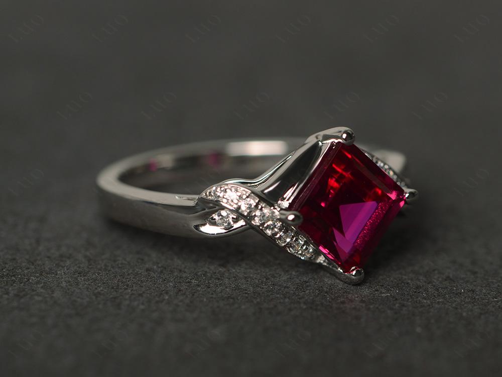 Ruby Kite Set Square Cut Ring - LUO Jewelry 