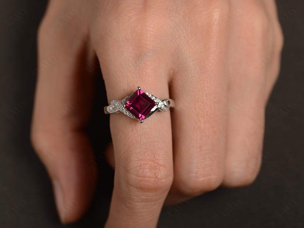 Ruby Kite Set Square Cut Ring - LUO Jewelry 