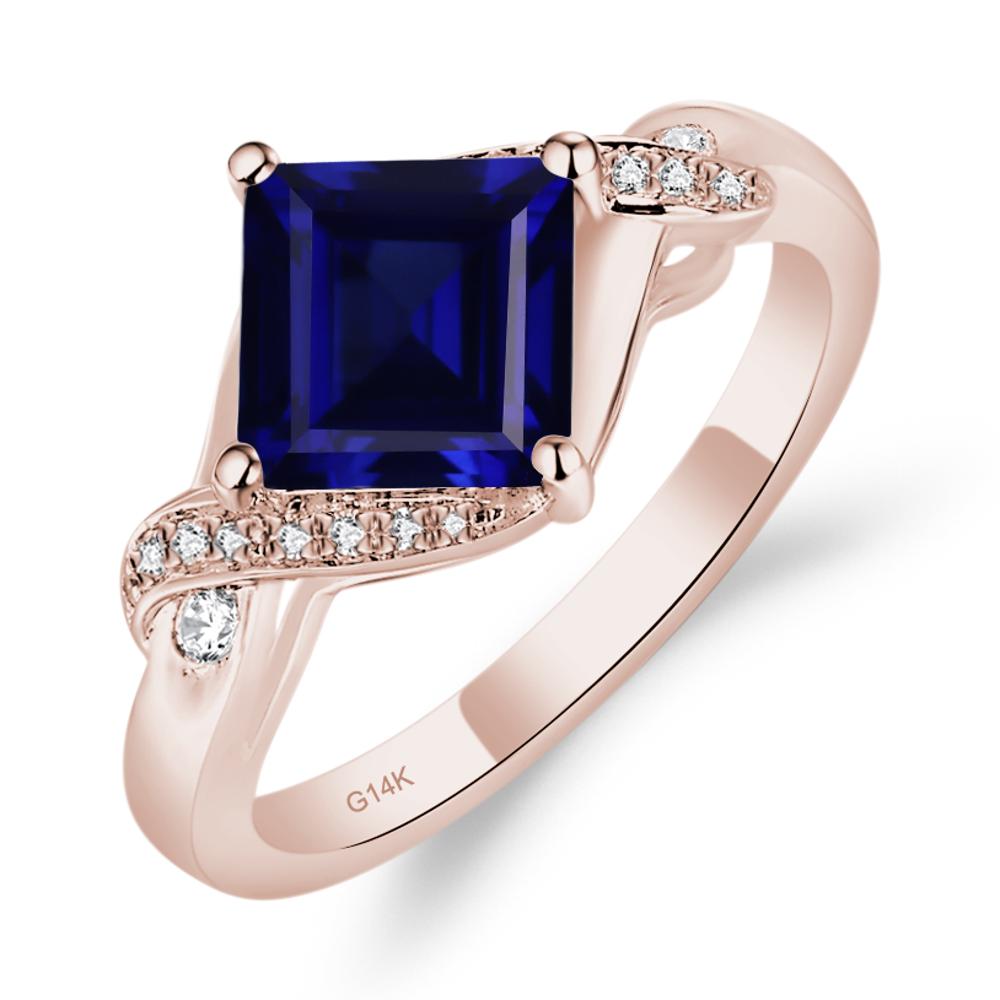 Sapphire Twisted Promise Ring - LUO Jewelry #metal_14k rose gold