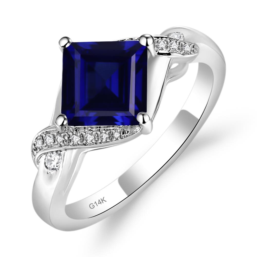 Sapphire Twisted Promise Ring - LUO Jewelry #metal_14k white gold