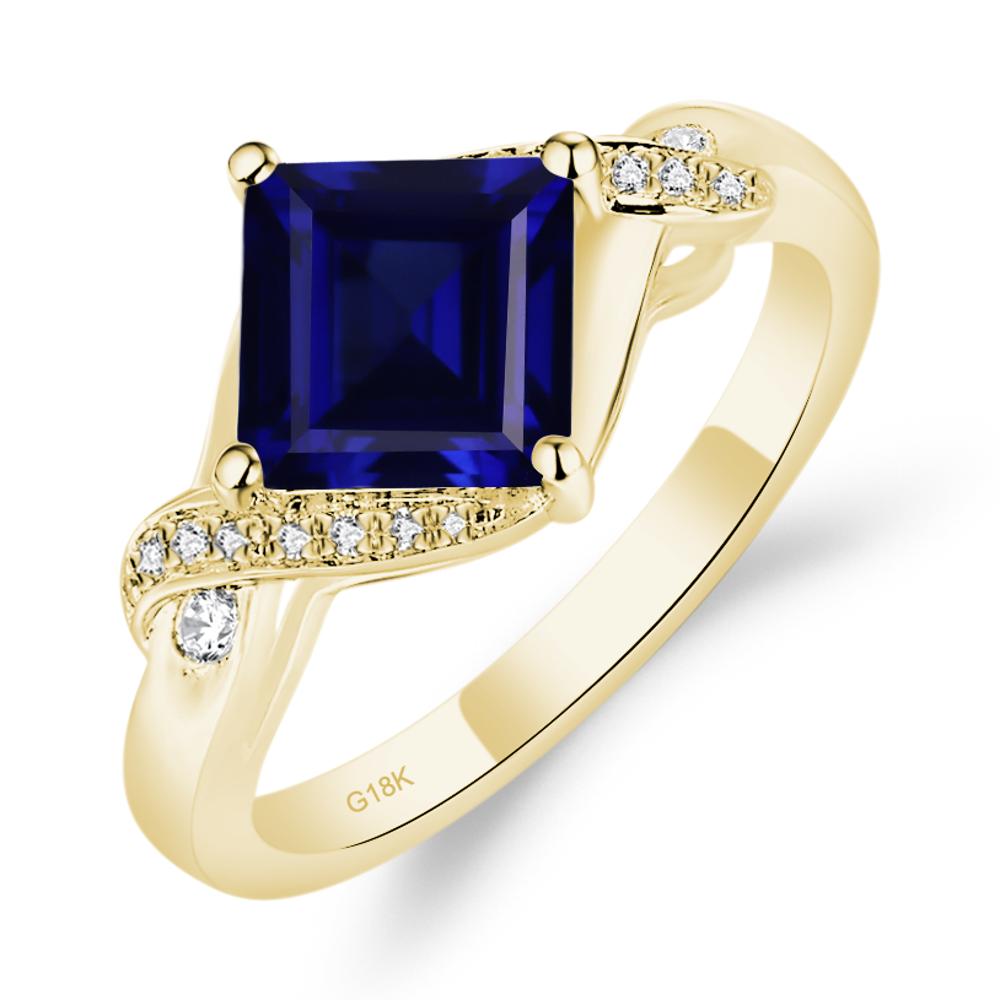 Sapphire Twisted Promise Ring - LUO Jewelry #metal_18k yellow gold