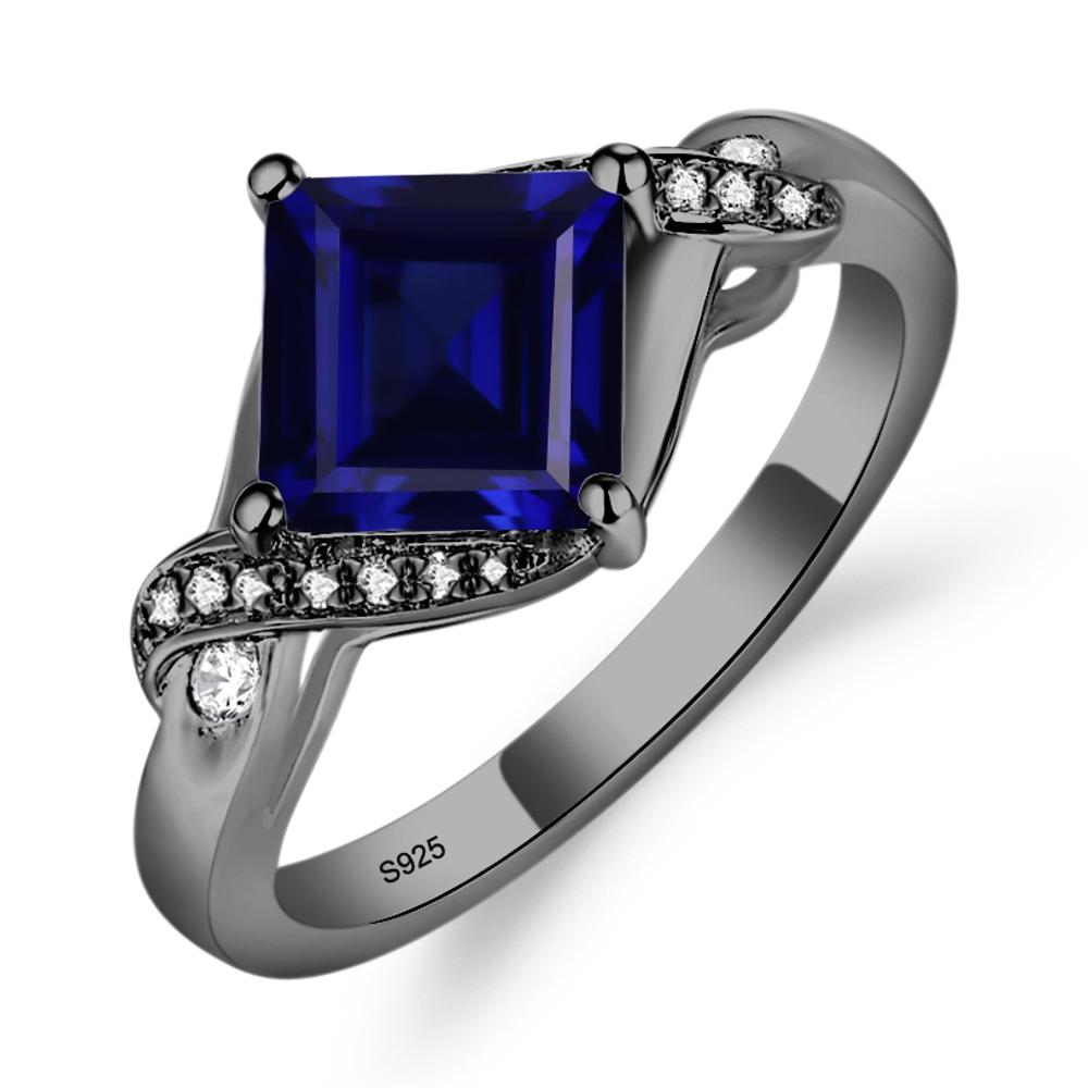 Sapphire Twisted Promise Ring - LUO Jewelry #metal_black finish sterling silver