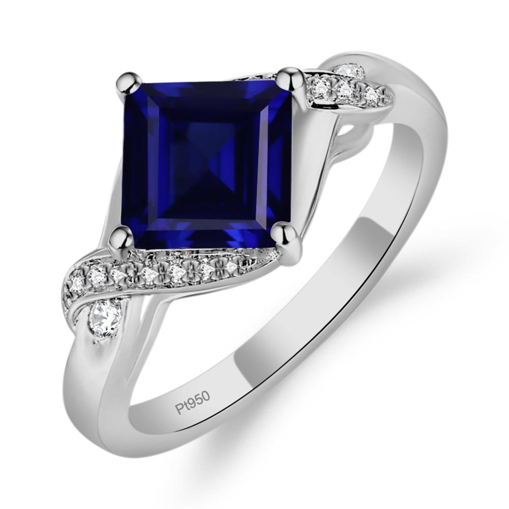 Sapphire Twisted Promise Ring - LUO Jewelry #metal_platinum