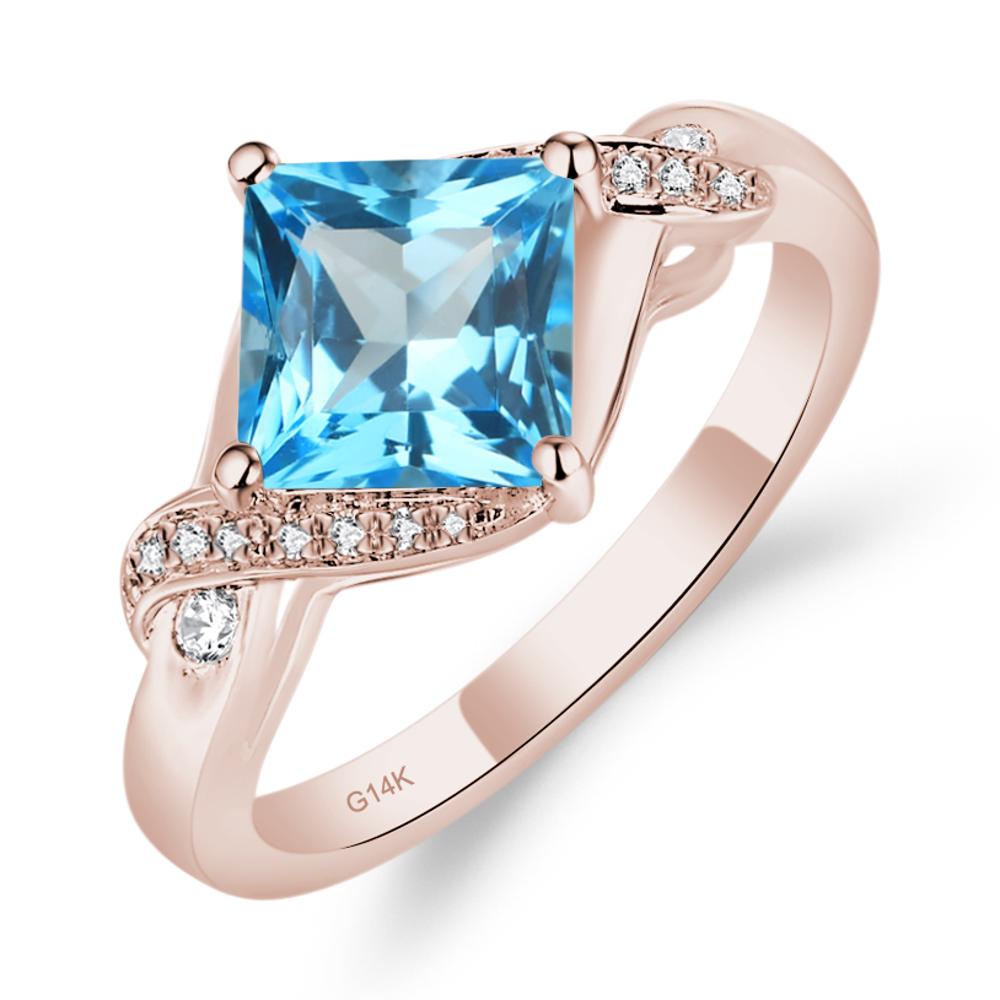 Swiss Blue Topaz Twisted Promise Ring - LUO Jewelry #metal_14k rose gold