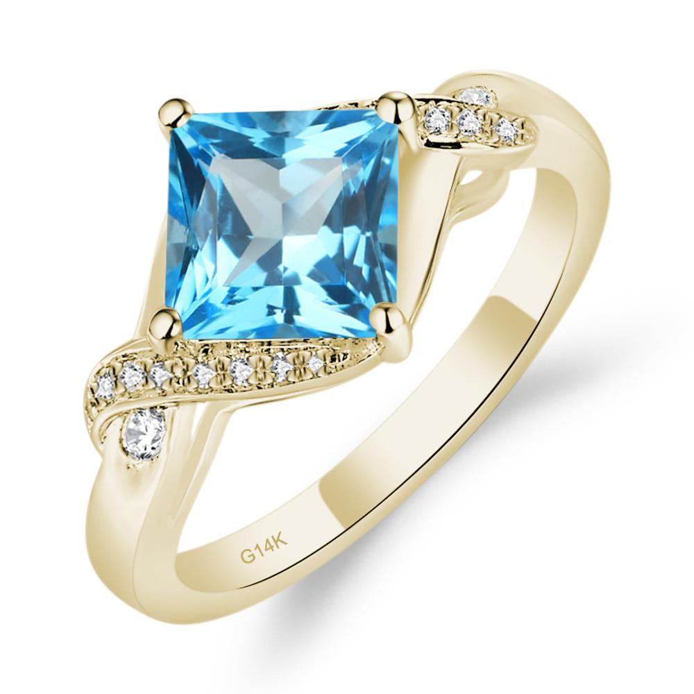 Swiss Blue Topaz Twisted Promise Ring - LUO Jewelry #metal_14k yellow gold