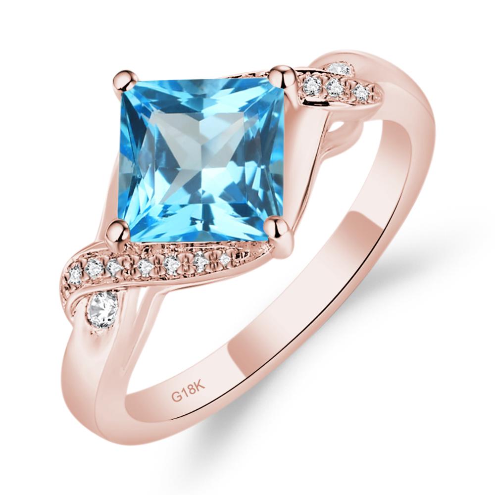 Swiss Blue Topaz Twisted Promise Ring - LUO Jewelry #metal_18k rose gold