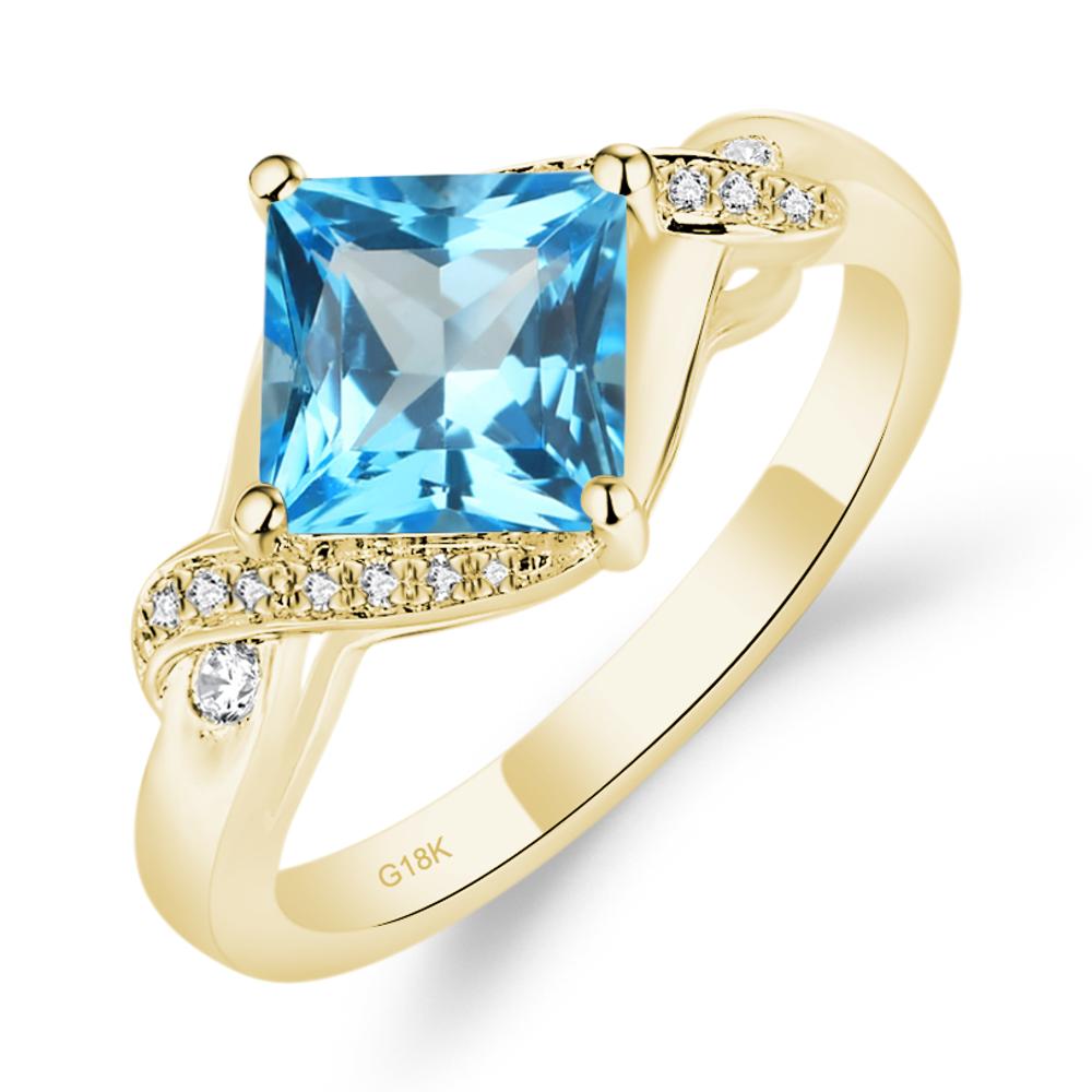 Swiss Blue Topaz Twisted Promise Ring - LUO Jewelry #metal_18k yellow gold