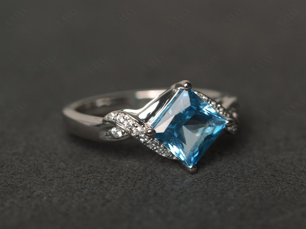 Swiss Blue Topaz Twisted Promise Ring - LUO Jewelry 