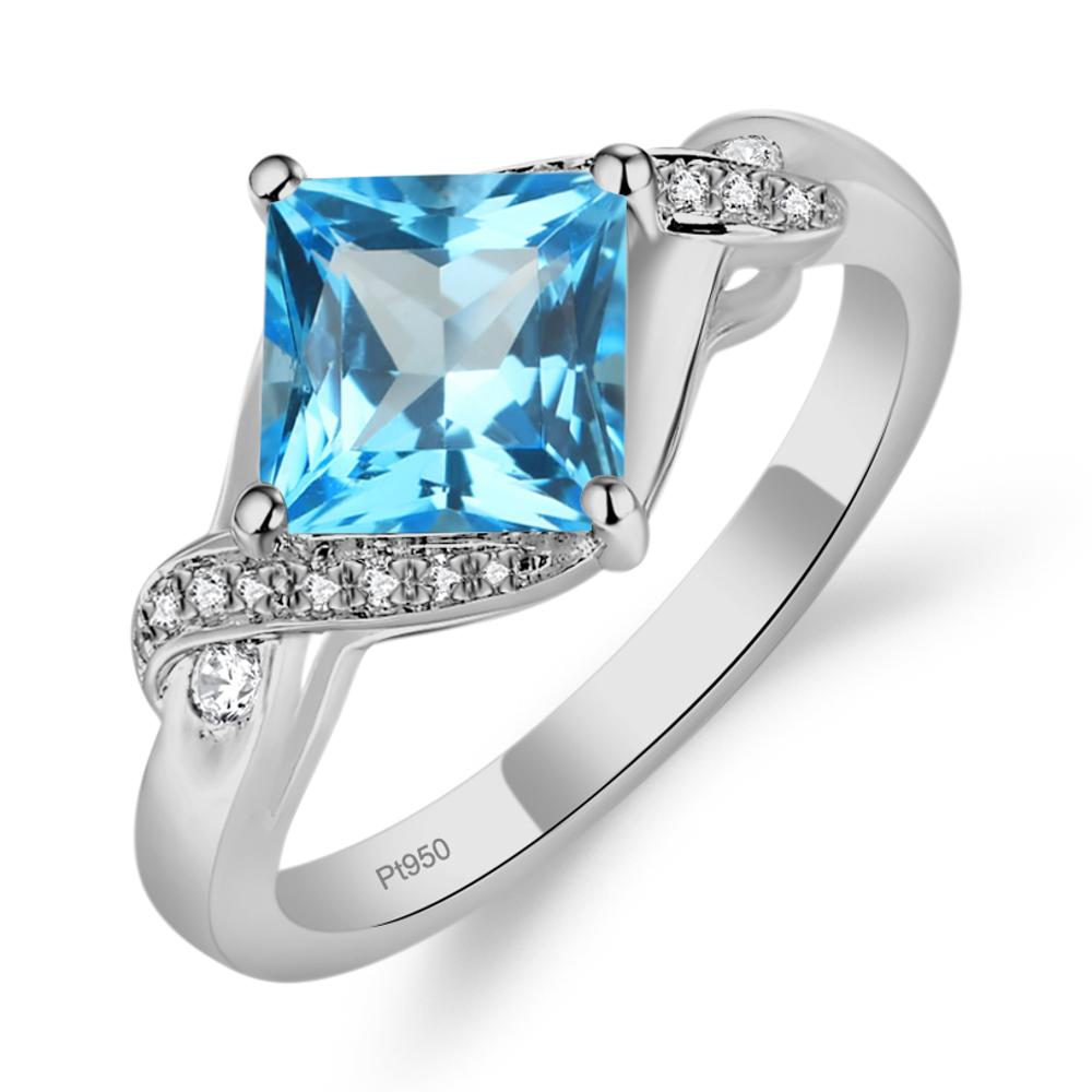 Swiss Blue Topaz Twisted Promise Ring - LUO Jewelry #metal_platinum