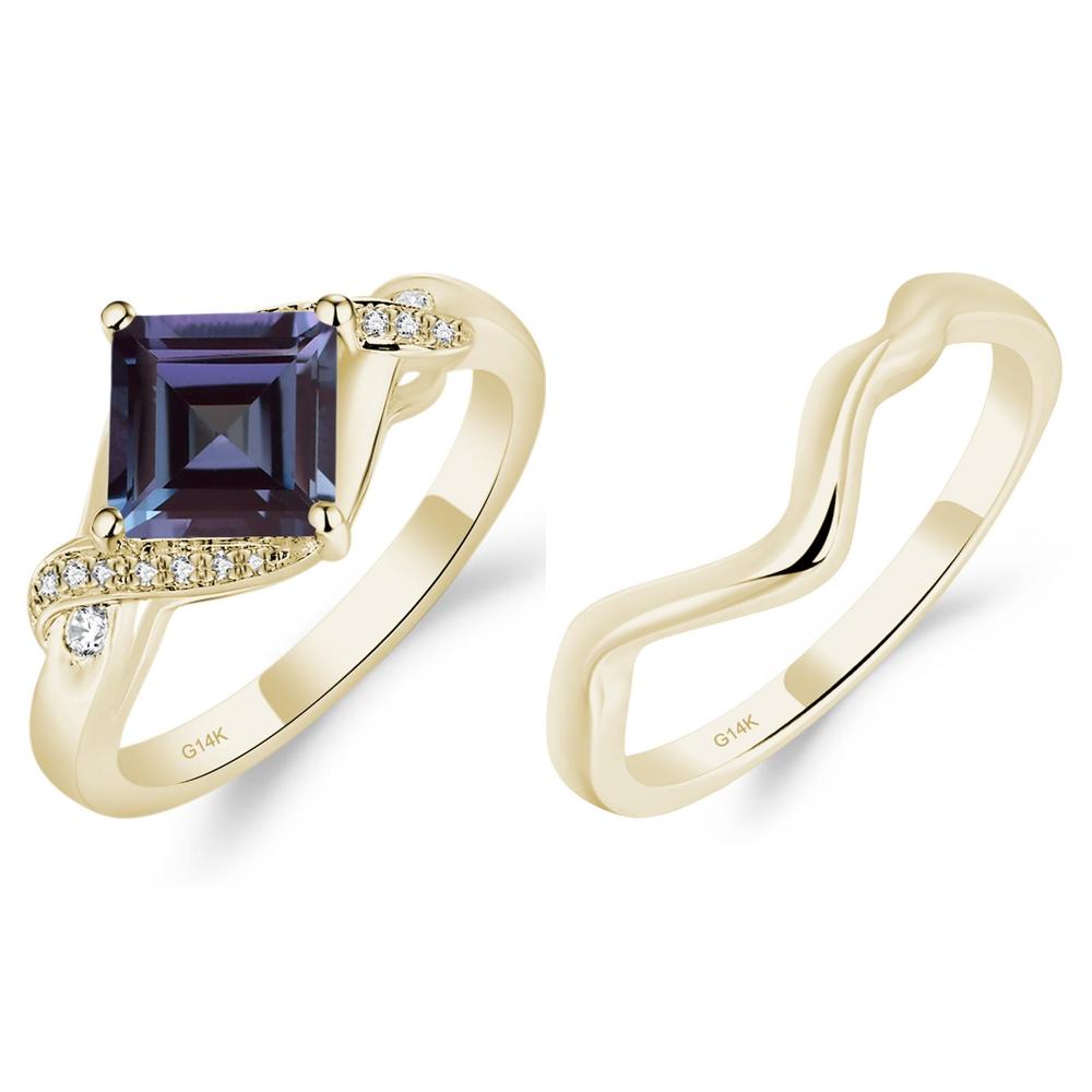 Alexandrite Kite Set Square Cut Ring - LUO Jewelry #metal_xxxxx