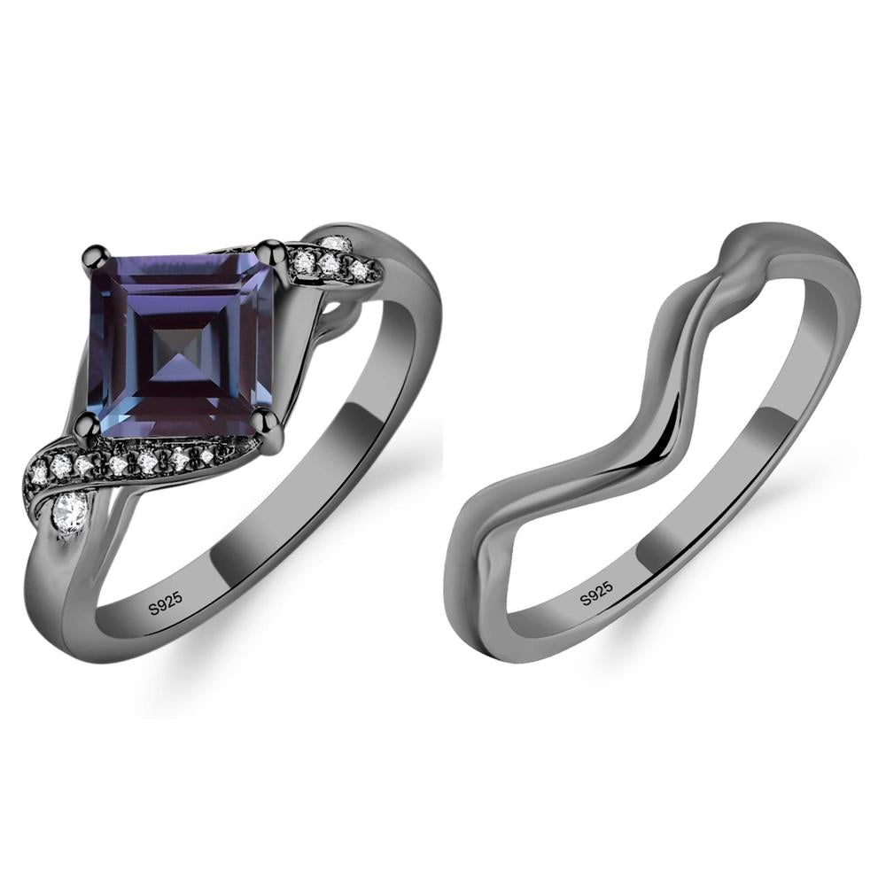 Alexandrite Kite Set Square Cut Ring - LUO Jewelry #metal_xxxxx