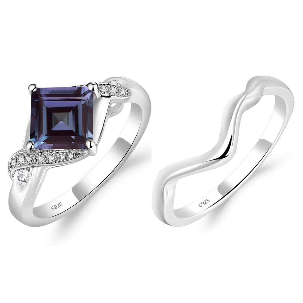 Alexandrite Kite Set Square Cut Ring - LUO Jewelry #metal_xxxxx