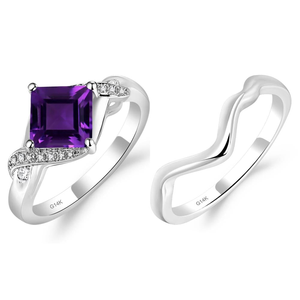 Amethyst Twisted Promise Ring - LUO Jewelry #metal_xxxxx