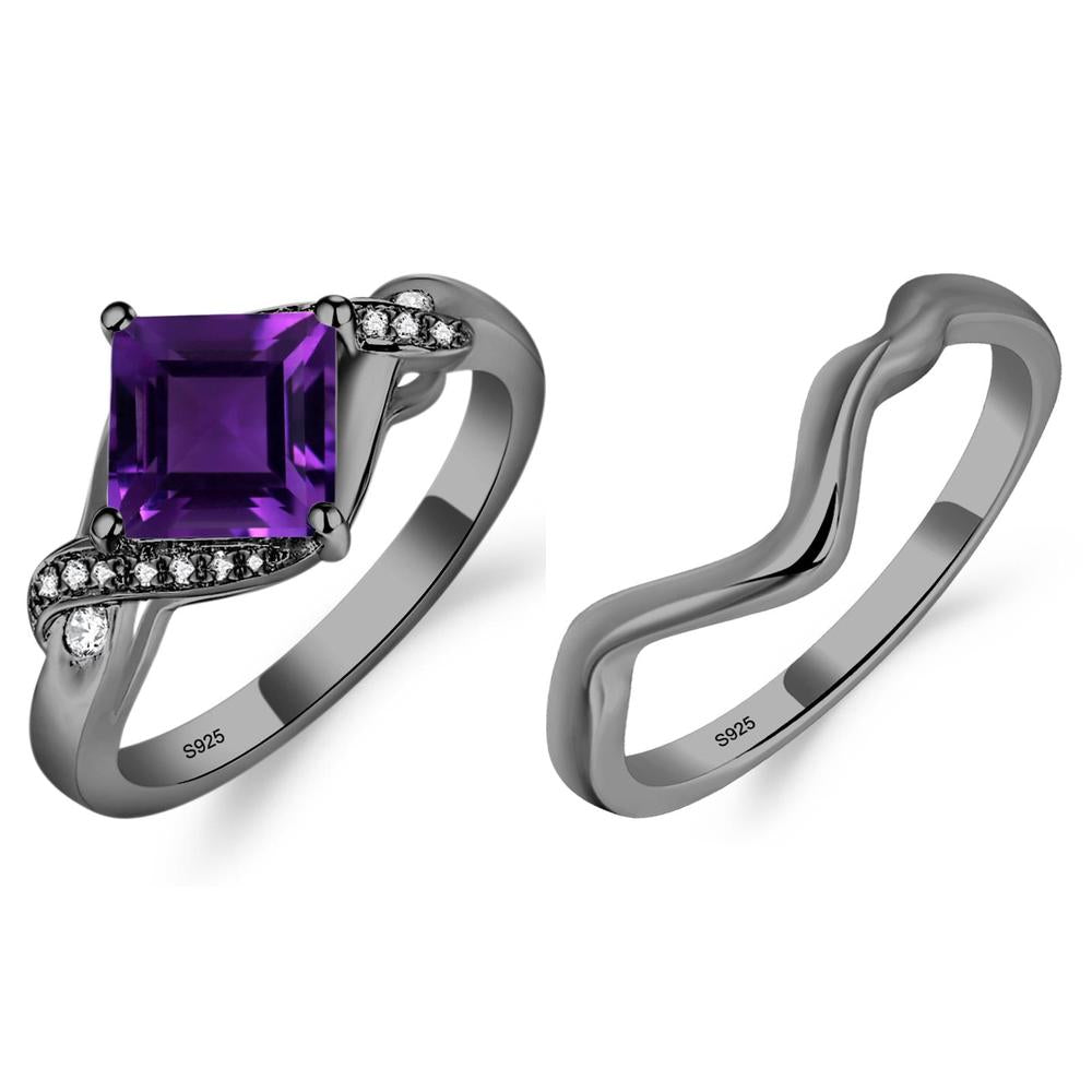 Amethyst Twisted Promise Ring - LUO Jewelry #metal_xxxxx