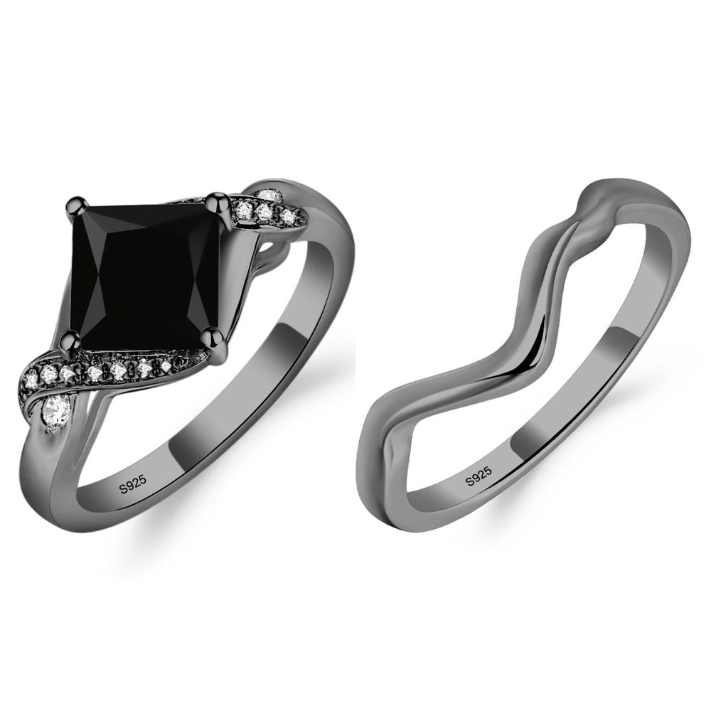 Black Spinel Twisted Promise Ring - LUO Jewelry #metal_xxxxx