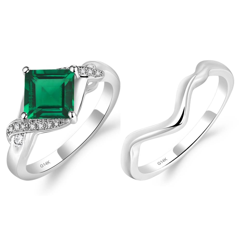 Emerald Kite Set Square Cut Ring - LUO Jewelry #metal_xxxxx