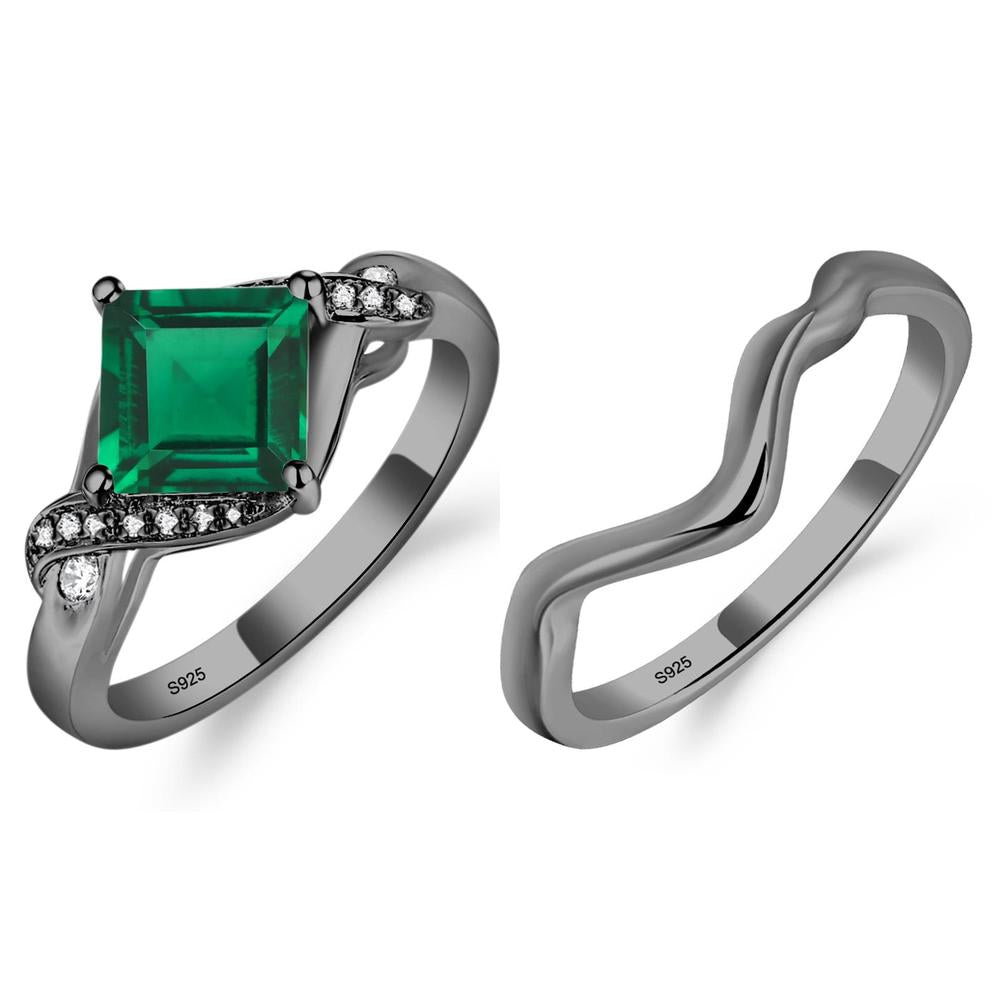 Emerald Kite Set Square Cut Ring - LUO Jewelry #metal_xxxxx