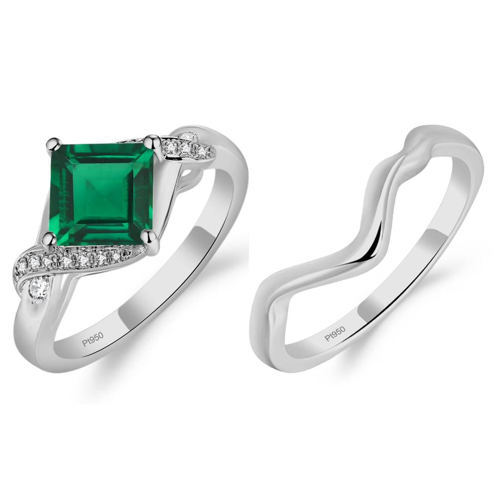 Emerald Kite Set Square Cut Ring - LUO Jewelry #metal_xxxxx