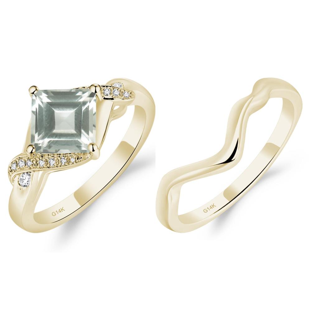 Green Amethyst Kite Set Square Cut Ring - LUO Jewelry #metal_xxxxx