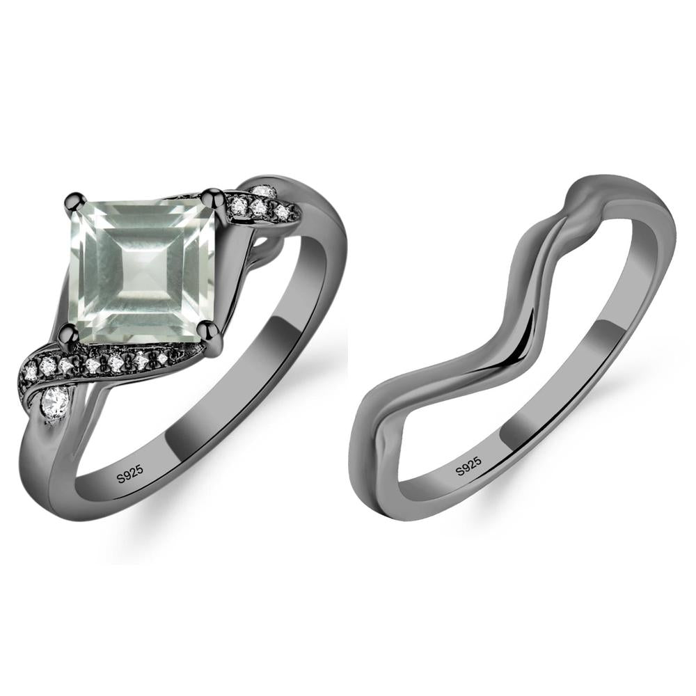 Green Amethyst Kite Set Square Cut Ring - LUO Jewelry #metal_xxxxx