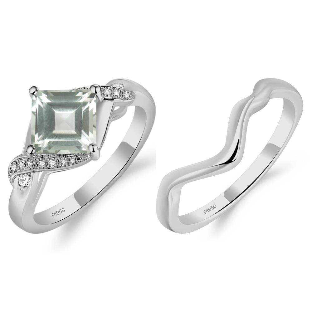 Green Amethyst Kite Set Square Cut Ring - LUO Jewelry #metal_xxxxx