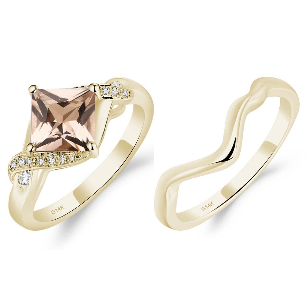 Morganite Kite Set Princess Cut Ring - LUO Jewelry #metal_xxxxx