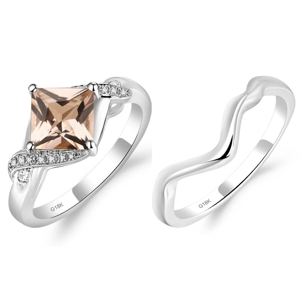 Morganite Kite Set Princess Cut Ring - LUO Jewelry #metal_xxxxx