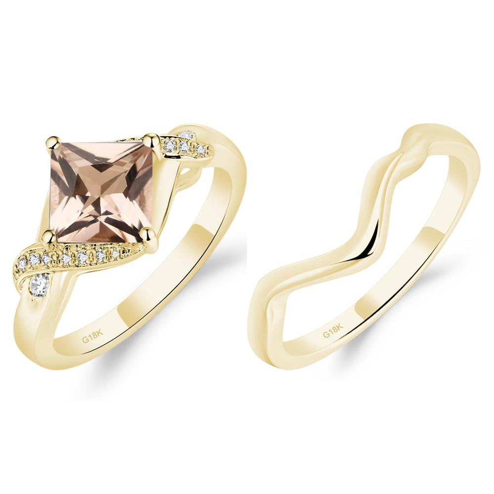 Morganite Kite Set Princess Cut Ring - LUO Jewelry #metal_xxxxx