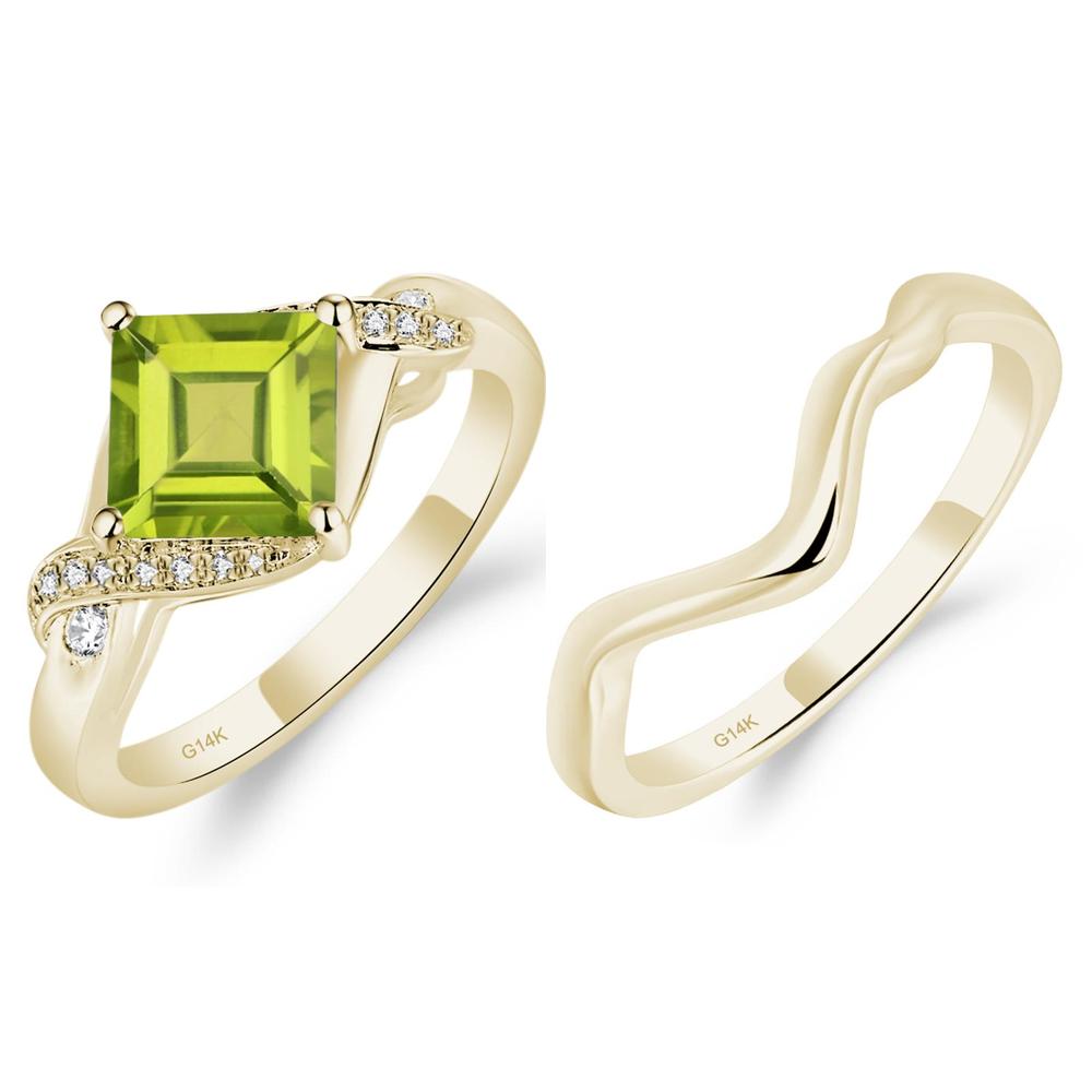 Peridot Kite Set Square Cut Ring - LUO Jewelry #metal_xxxxx