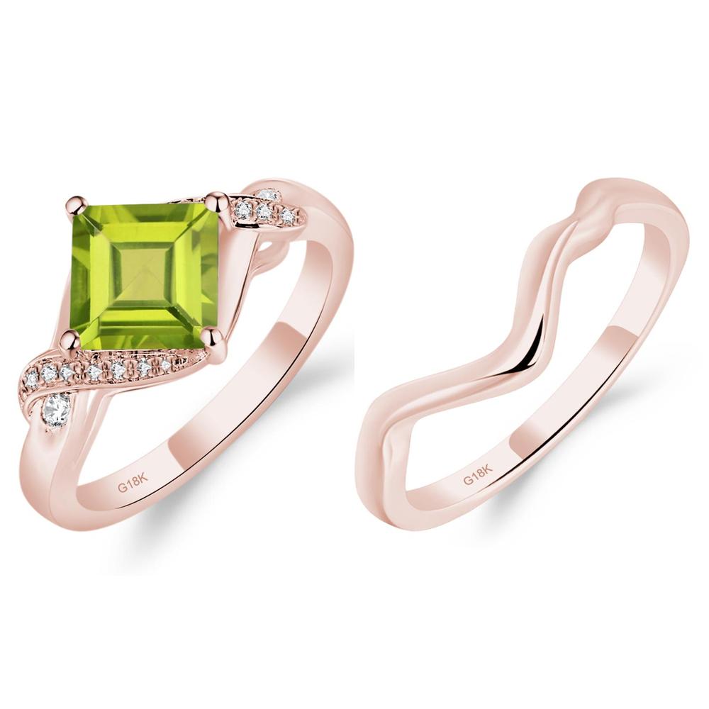 Peridot Kite Set Square Cut Ring - LUO Jewelry #metal_xxxxx