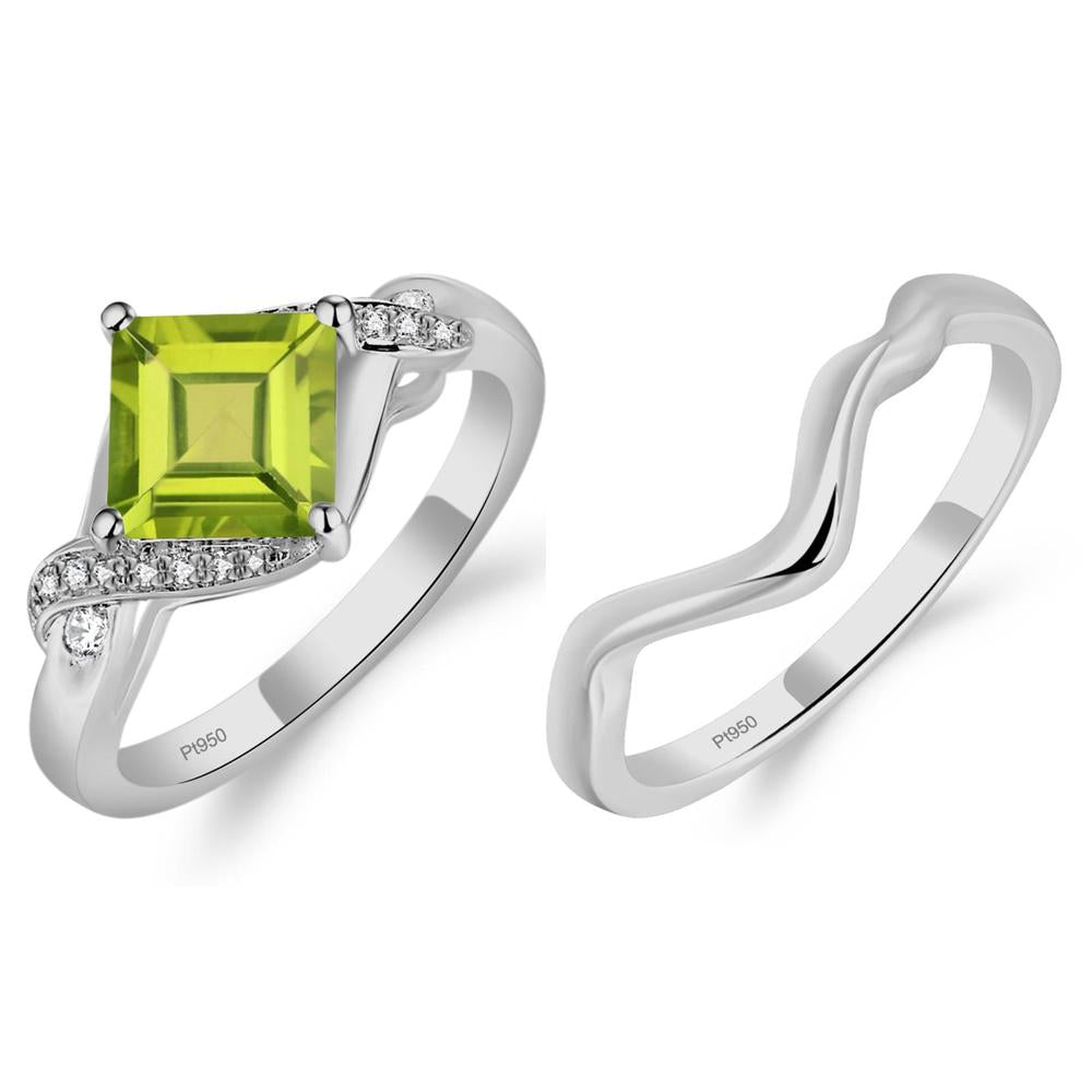 Peridot Kite Set Square Cut Ring - LUO Jewelry #metal_xxxxx