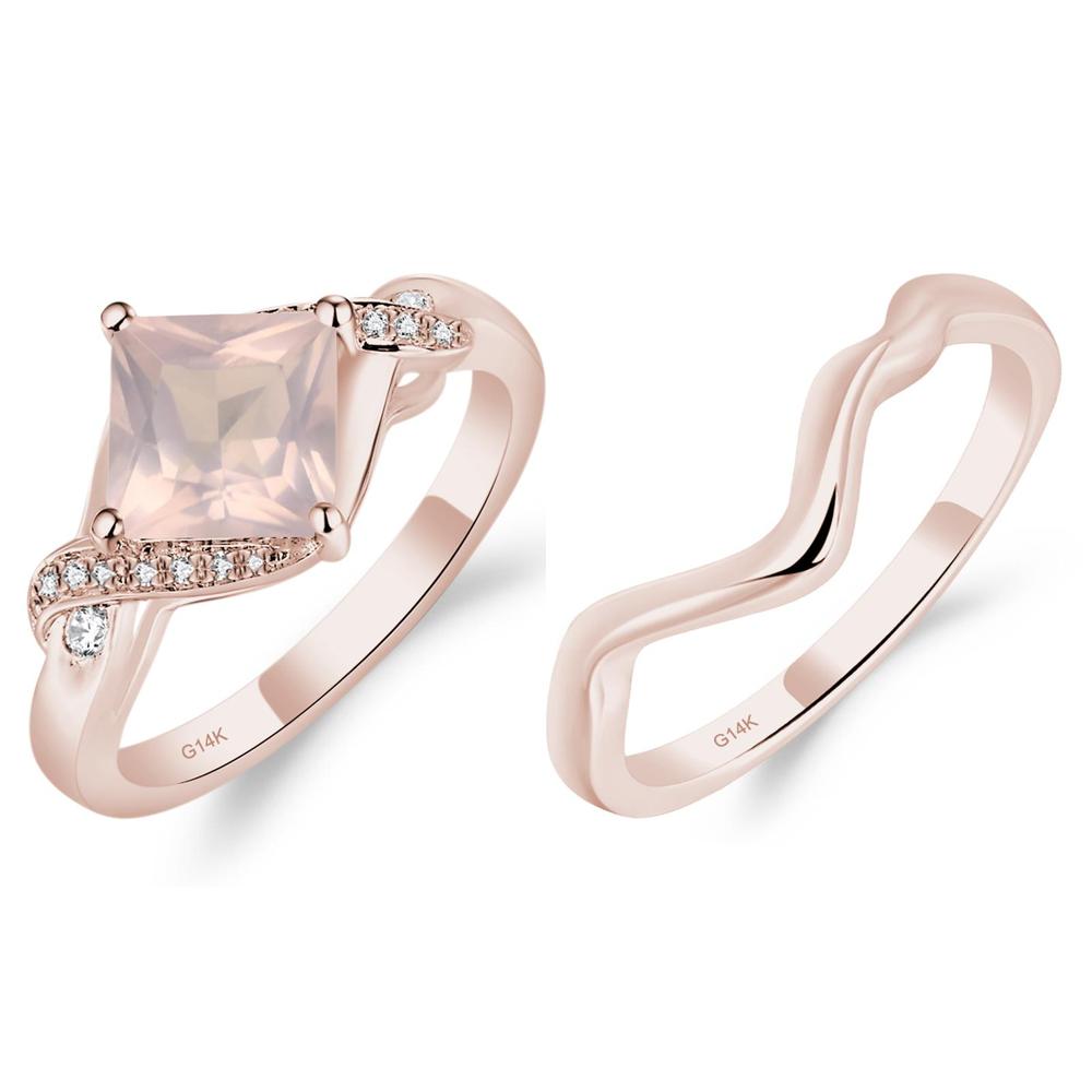 Rose Quartz Twisted Promise Ring - LUO Jewelry #metal_xxxxx