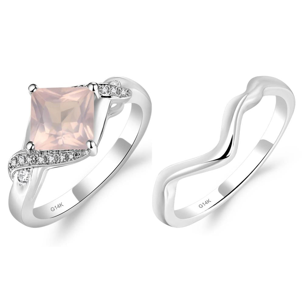 Rose Quartz Twisted Promise Ring - LUO Jewelry #metal_xxxxx