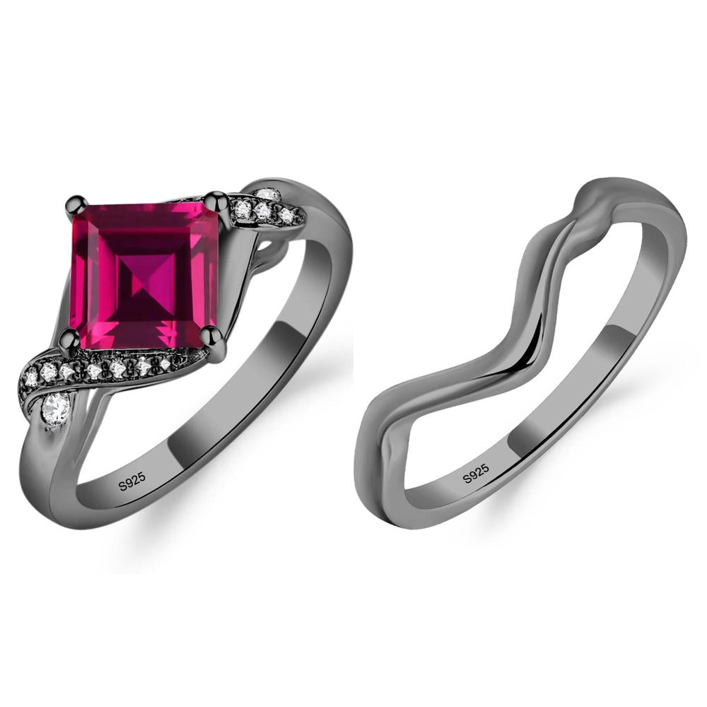 Ruby Kite Set Square Cut Ring - LUO Jewelry #metal_xxxxx