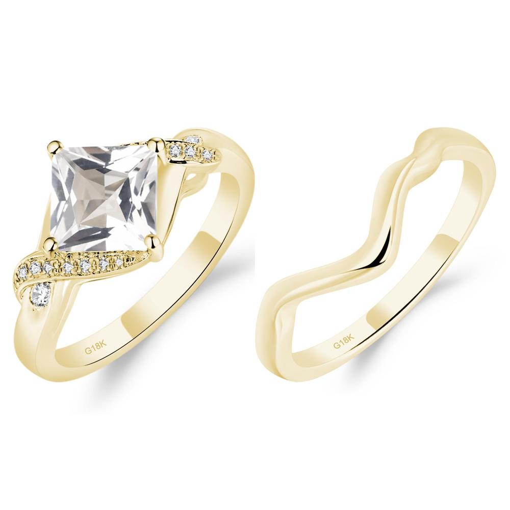 White Topaz Kite Set Princess Cut Ring - LUO Jewelry #metal_xxxxx