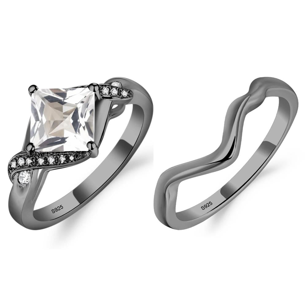 White Topaz Kite Set Princess Cut Ring - LUO Jewelry #metal_xxxxx