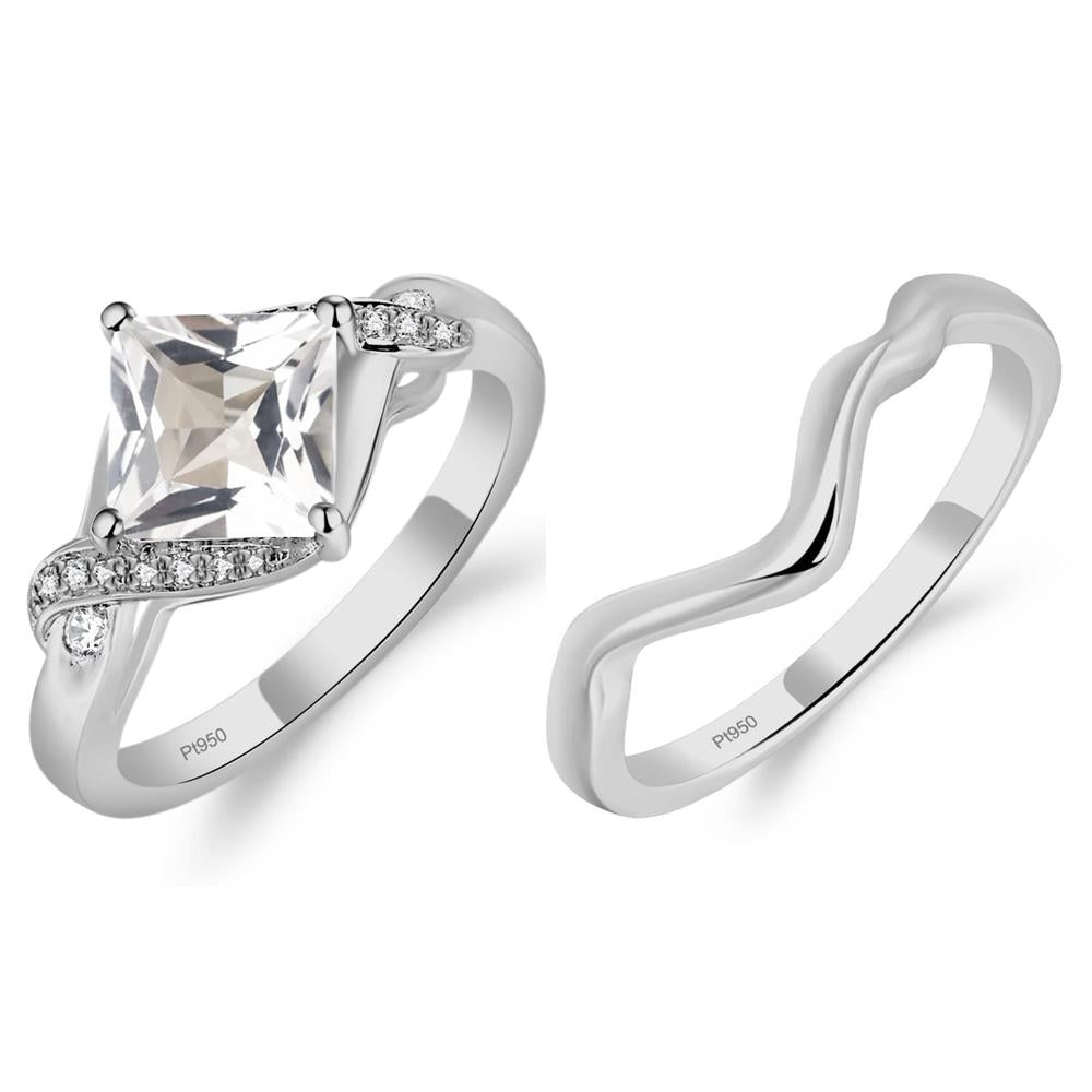 White Topaz Kite Set Princess Cut Ring - LUO Jewelry #metal_xxxxx