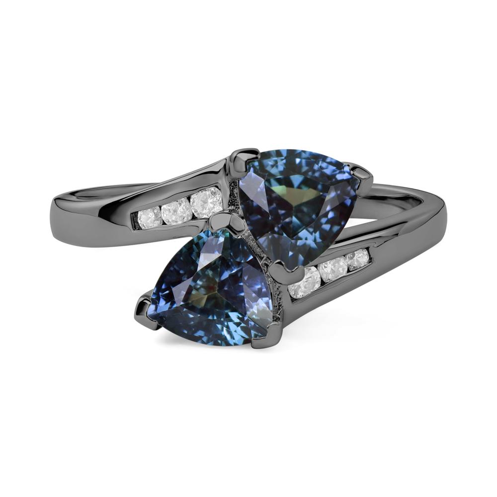 2 Stone Alexandrite Mothers Ring - LUO Jewelry #metal_black finish sterling silver