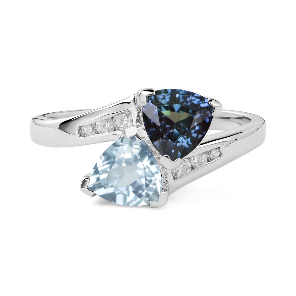 Alexandrite and Aquamarine Bypass Ring - LUO Jewelry #metal_sterling silver