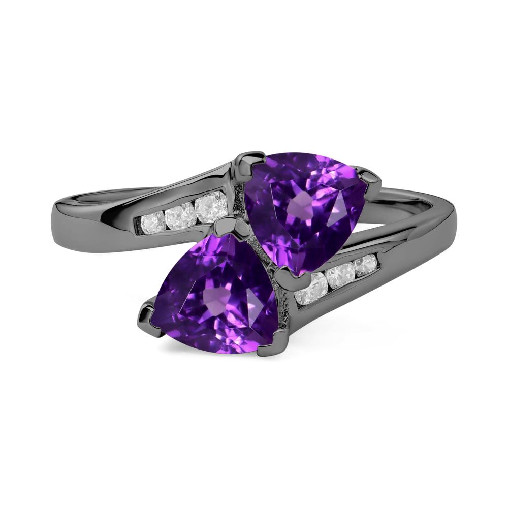 2 Stone Amethyst Mothers Ring - LUO Jewelry #metal_black finish sterling silver