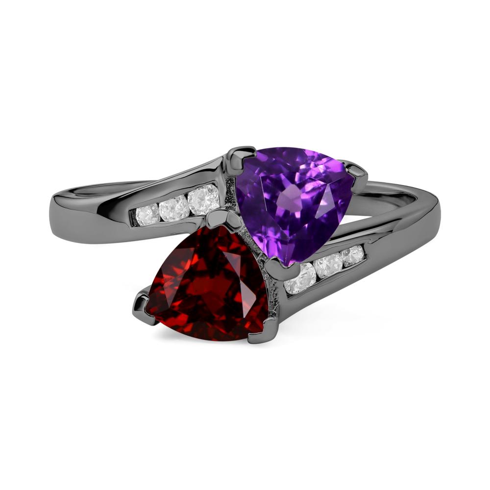 Garnet and Amethyst Ring - LUO Jewelry #metal_black finish sterling silver