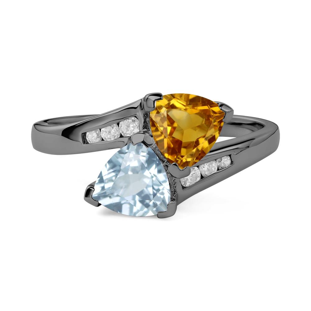 Citrine and Aquamarine Ring - LUO Jewelry #metal_black finish sterling silver