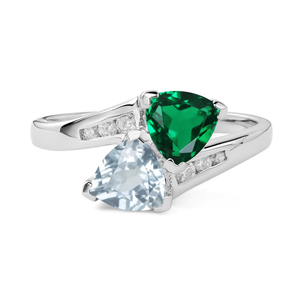 Aquamarine and Emerald Ring - LUO Jewelry #metal_sterling silver