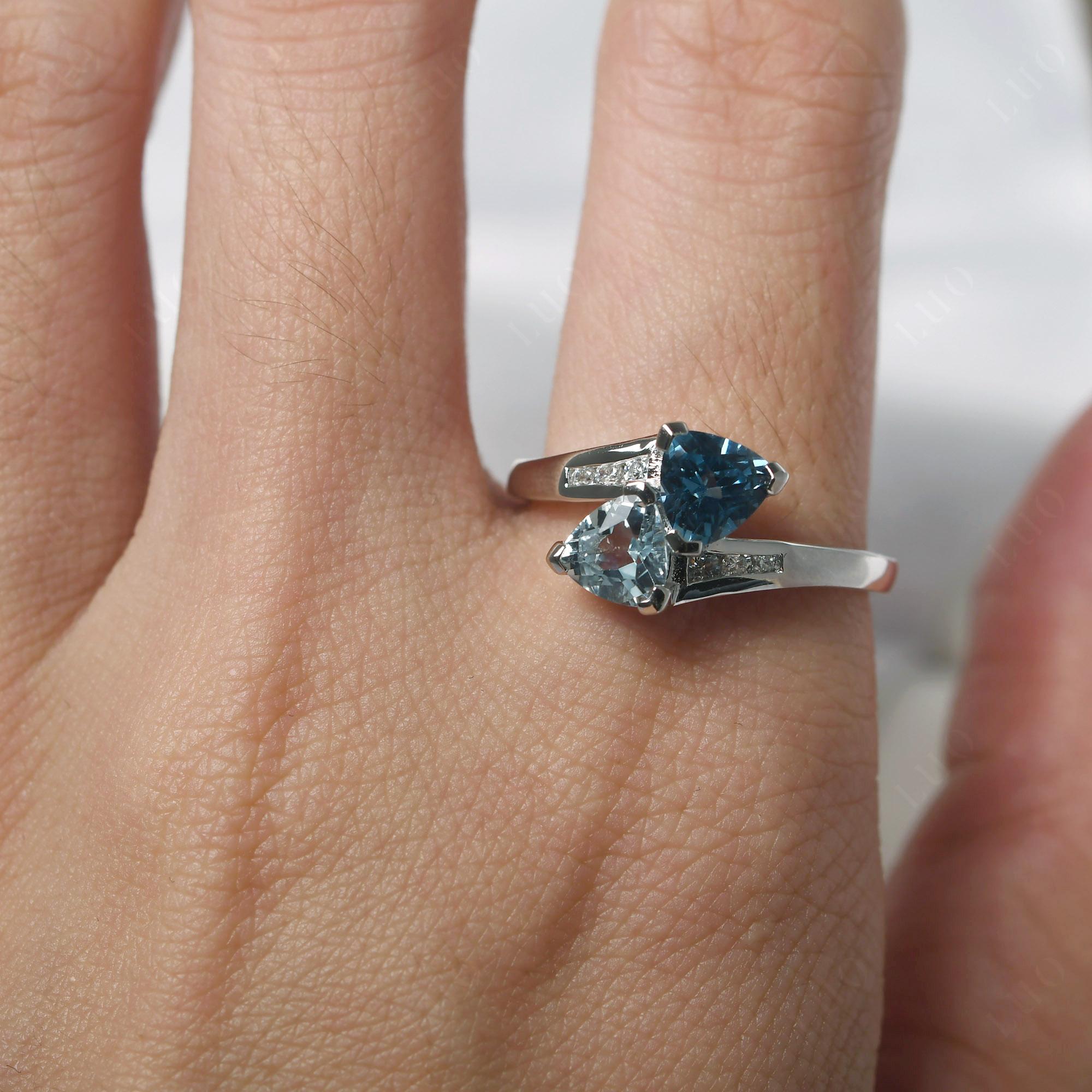 London Blue Topaz and Aquamarine Ring - LUO Jewelry 