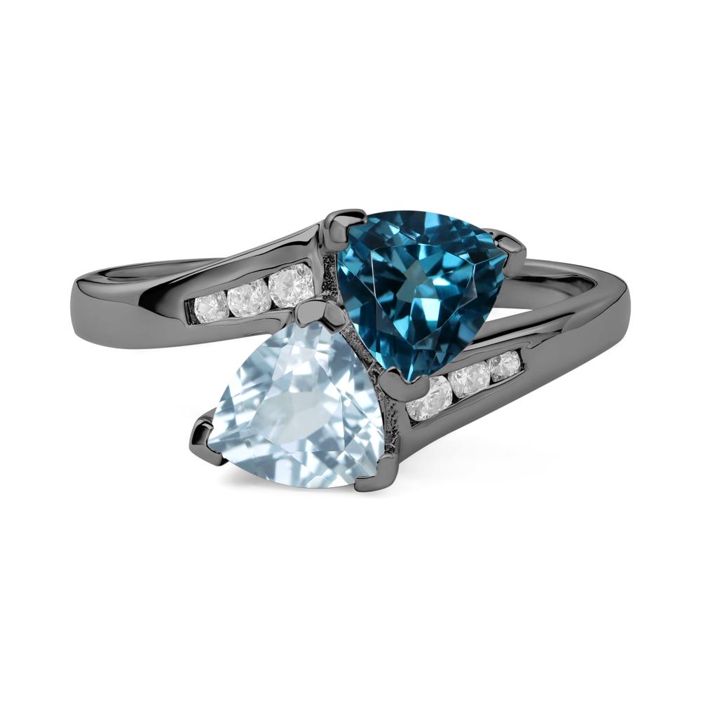 London Blue Topaz and Aquamarine Ring - LUO Jewelry #metal_black finish sterling silver